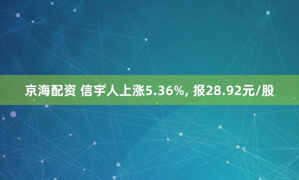 京海配资 信宇人上涨5.36%, 报28.92元/股